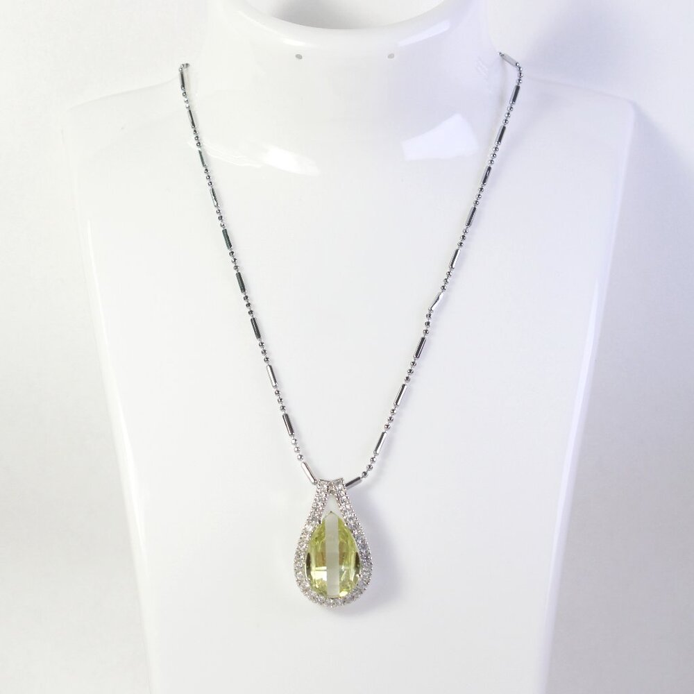 925 Sterling Silver Lemon Quartz Stone Necklace